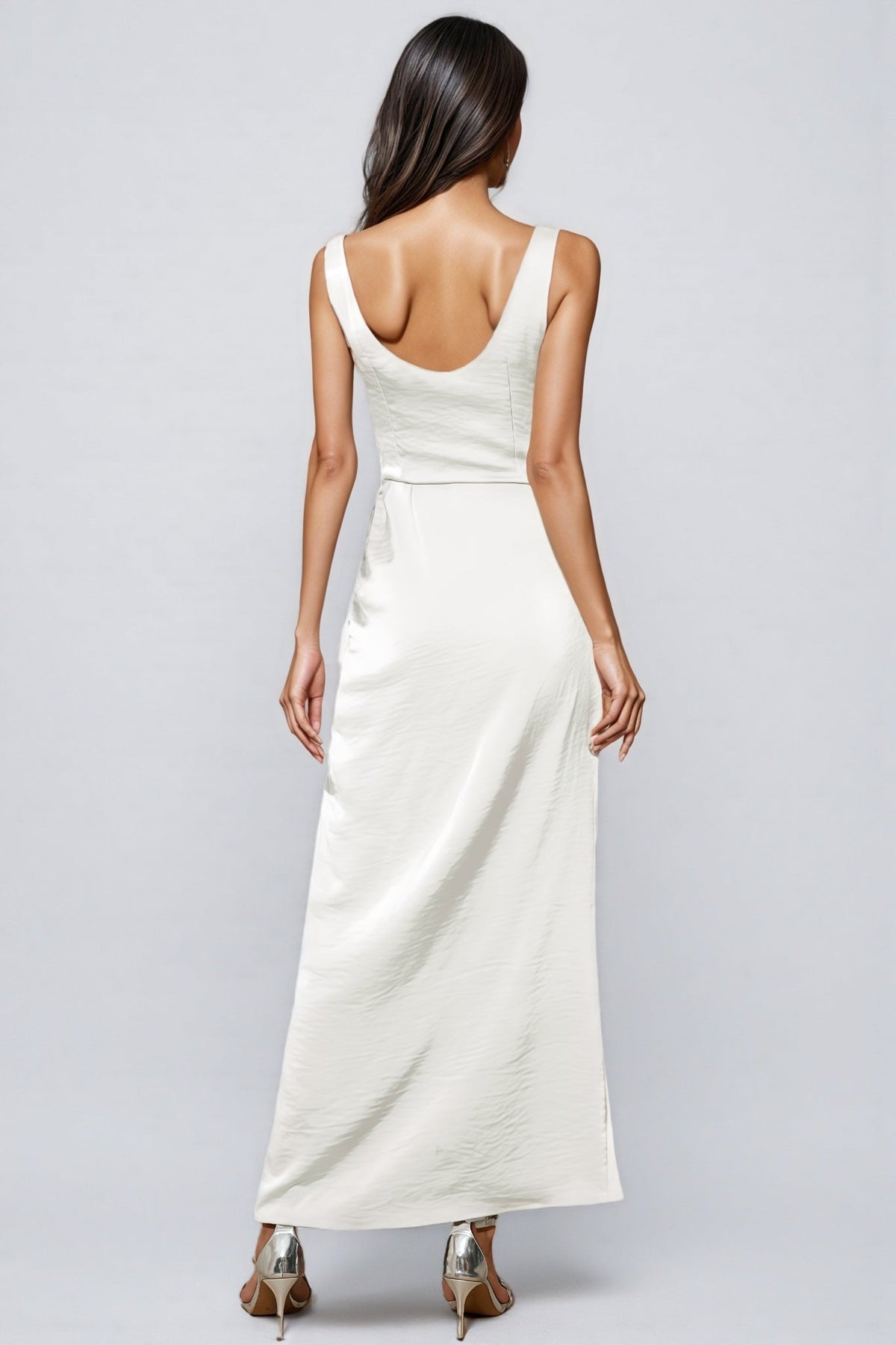 Elaratk Backless Sleeveless Satin Maxi Dress - View 3