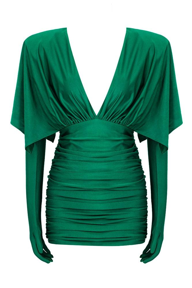 V-Neck Sleeveless Ruched Corset Bodycon Mini Dress - View 4