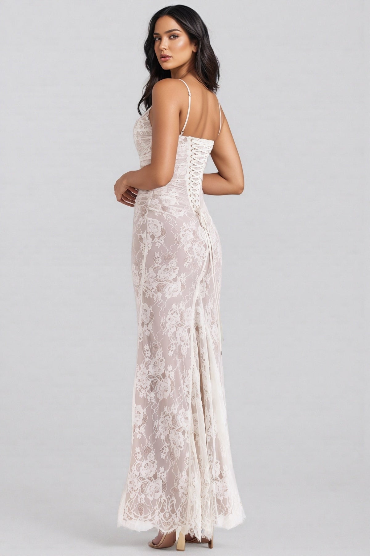 Yoshi Vintage Cream Lace Maxi Dress - View 6