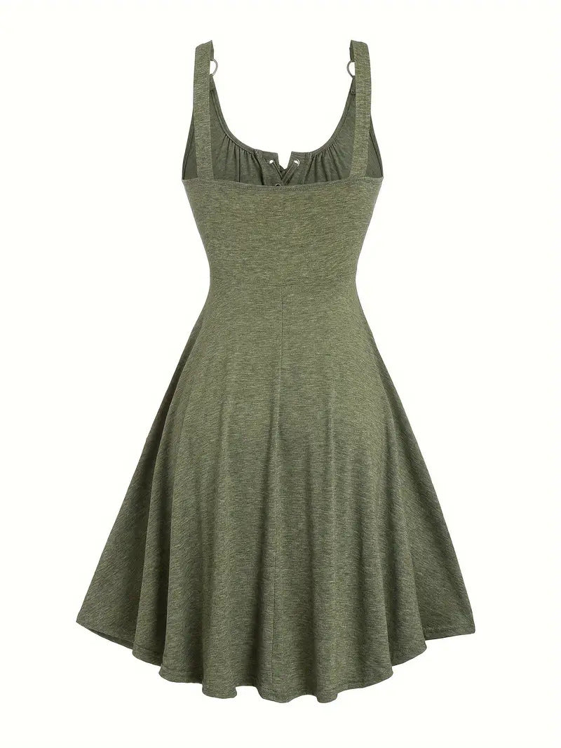 Lace Up Tie Front Sleeveless A-Line Mini Dress 4