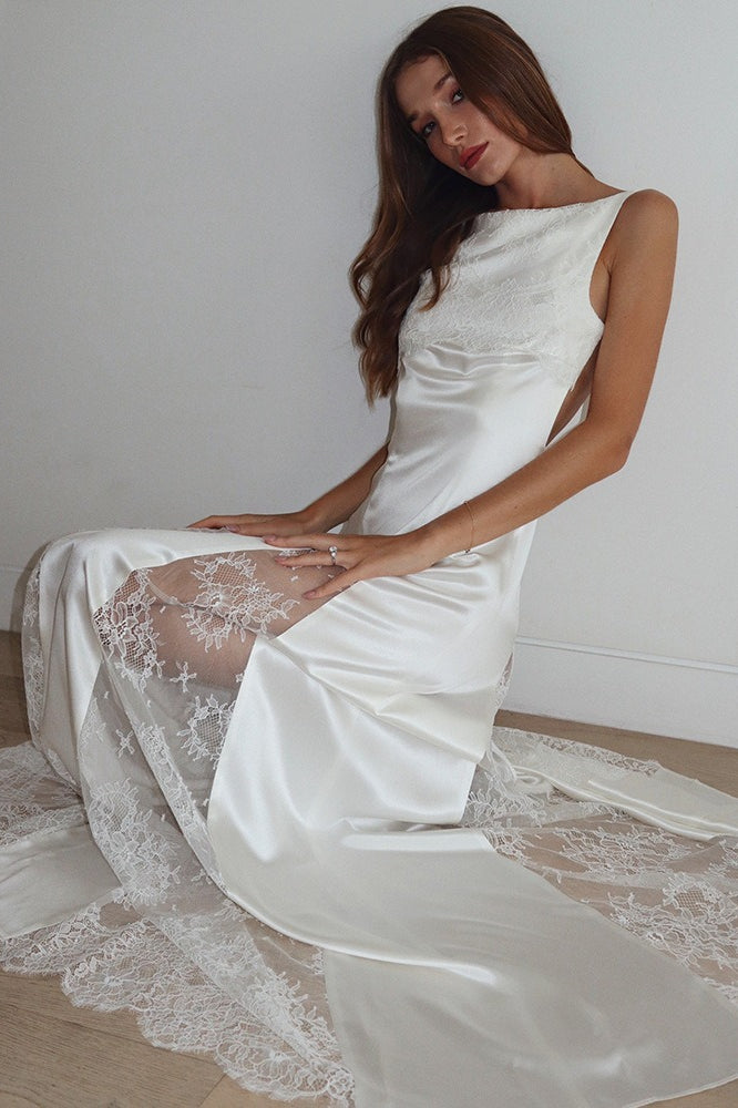 Backless Lace Sheer Mesh Dress
