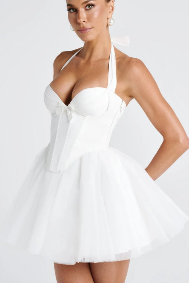 Tulle Halter Neck Corset Tiered Mini Dress - View 8