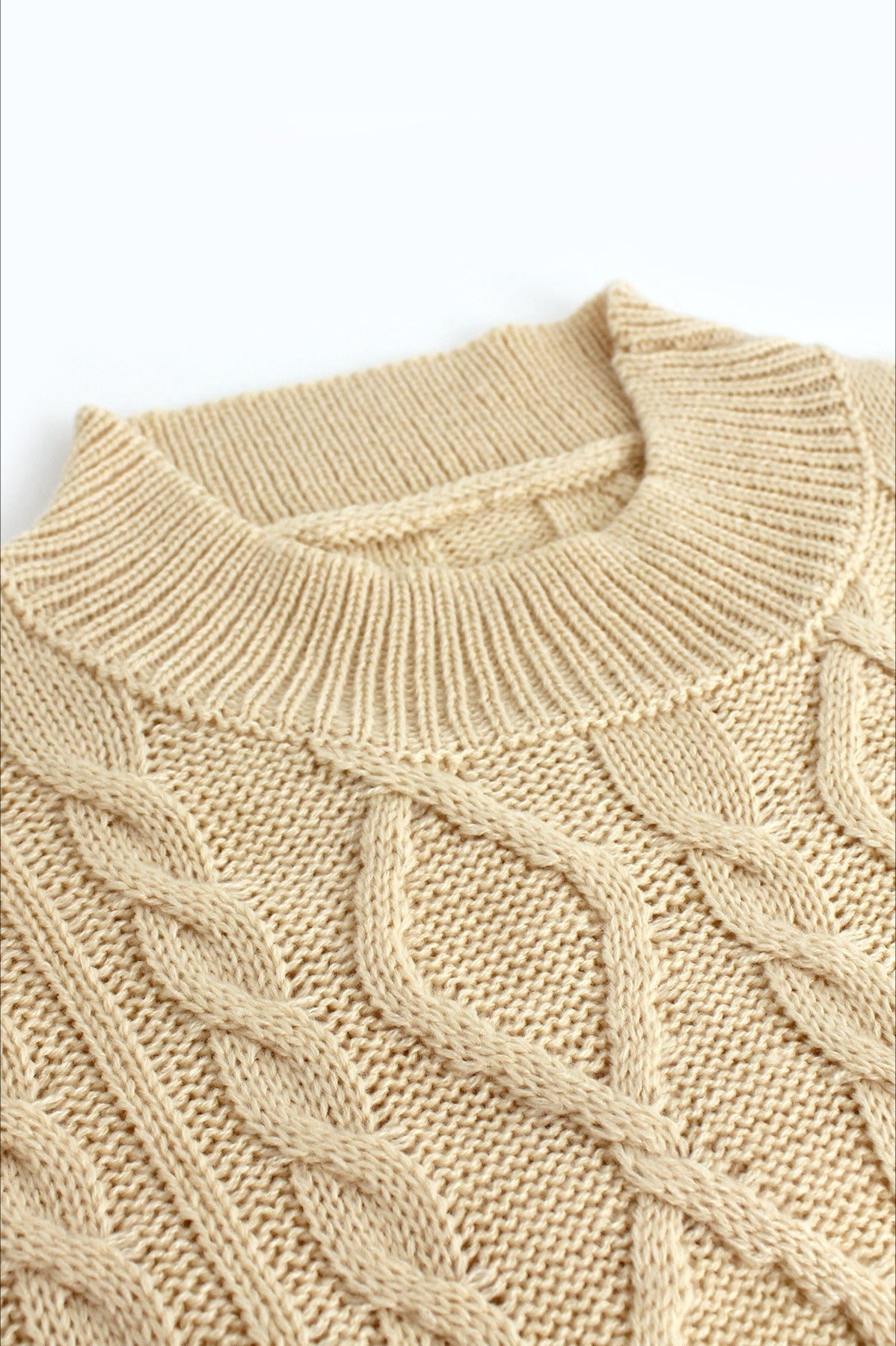 Mock Neck Cable Knit Cut Out Back Top and Mini Skirt Two Piece Set 11