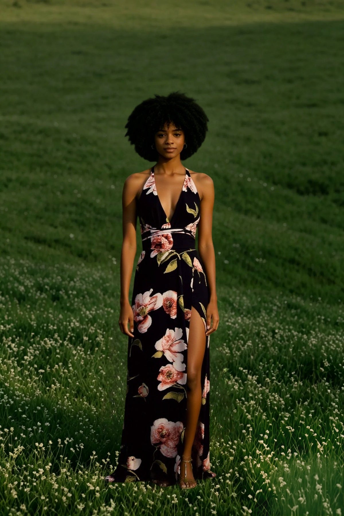 Backless Floral Midi Dress