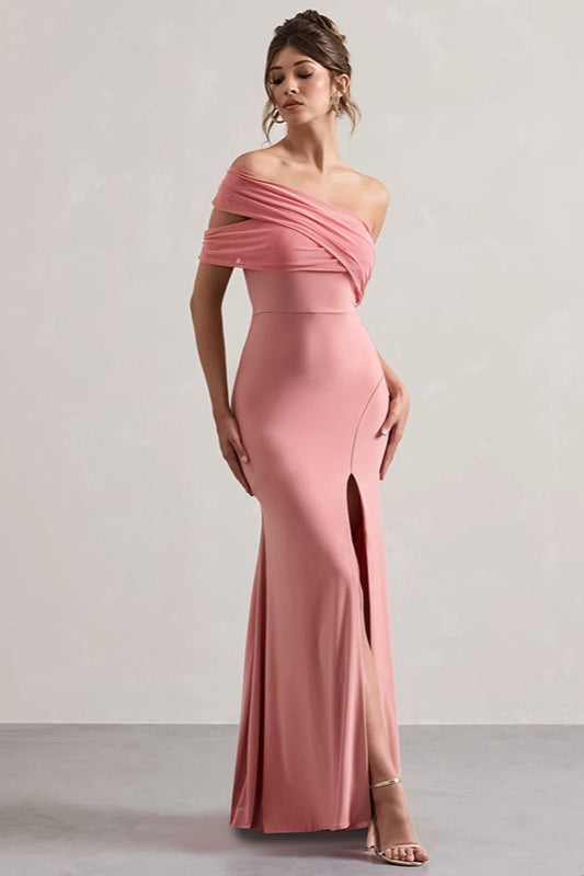 Mesh Asymmetric Formal Dress S / Pink