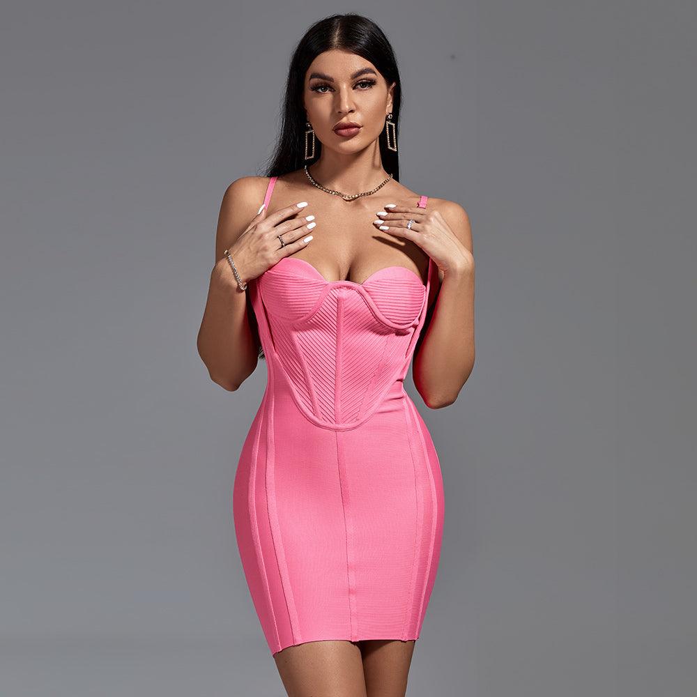 Mesh Spaghetti Strap Bustier Corset Bodycon Mini Dress - View 3
