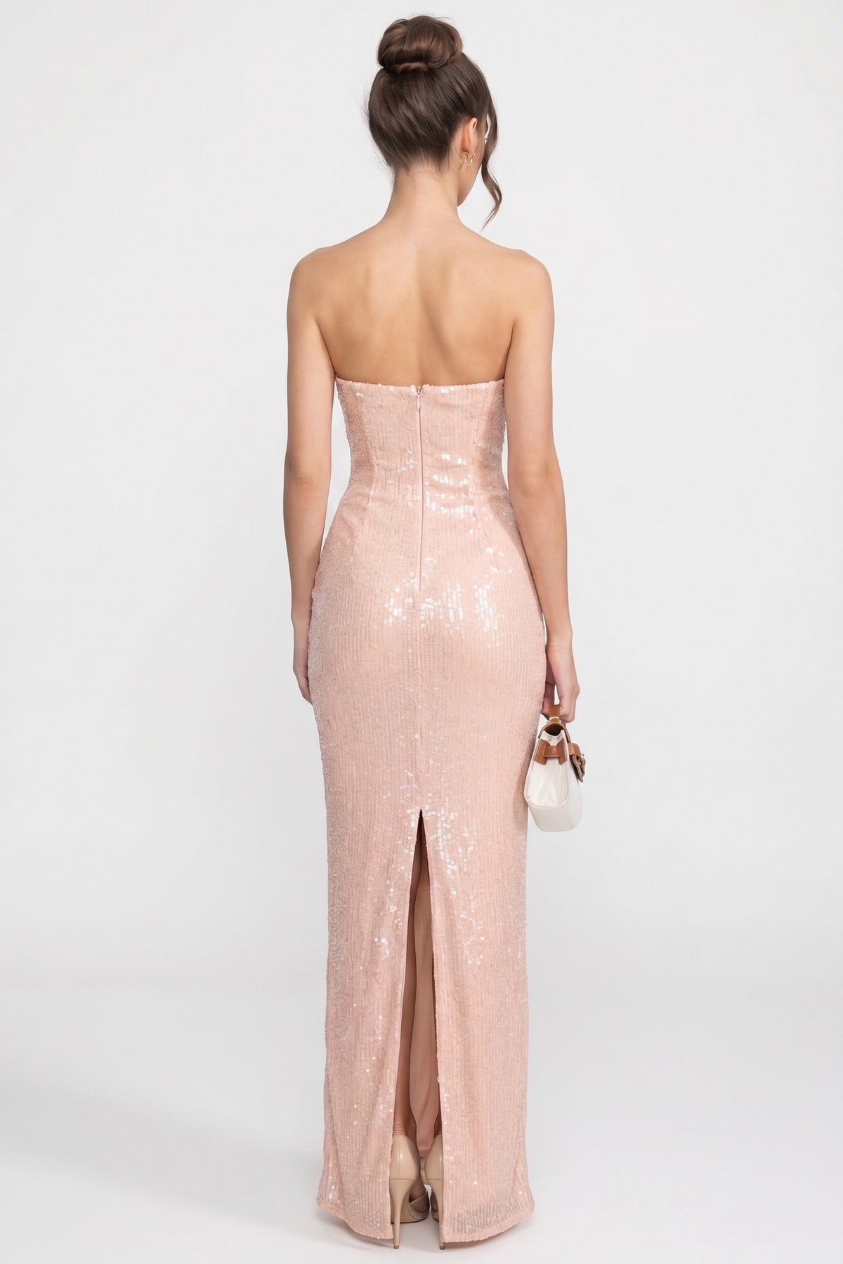 Strapless Sequin Mermaid Gown - Blush - View 8