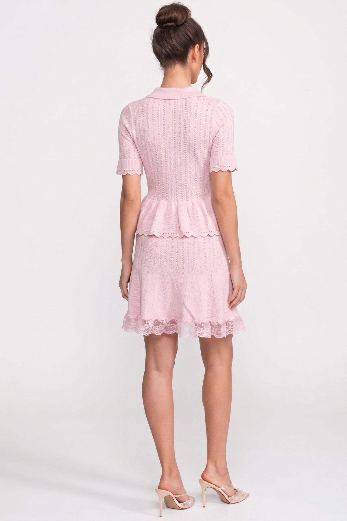 Polo-Collar Mini Dress - Pink - View 6
