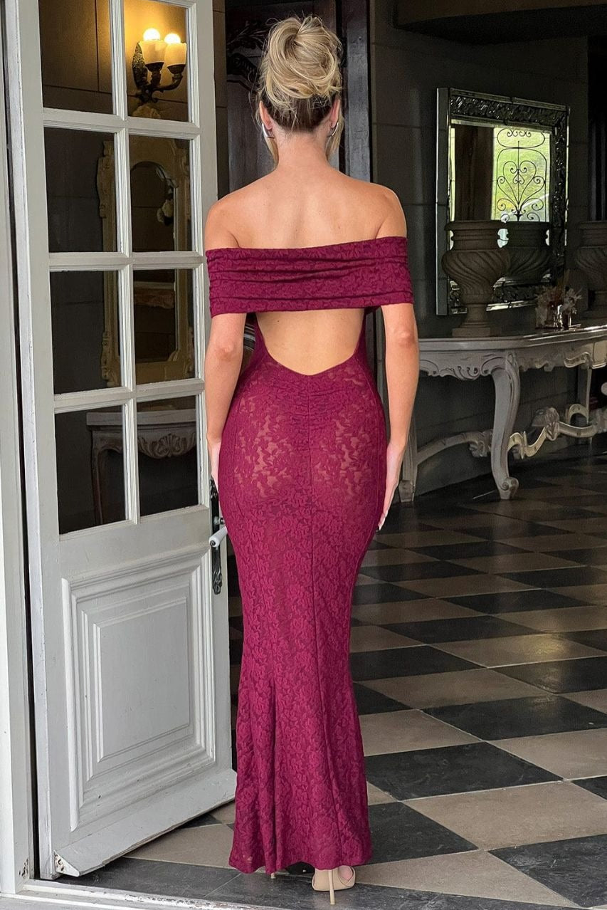 Floral Lace Backless Lace Dress - View 15