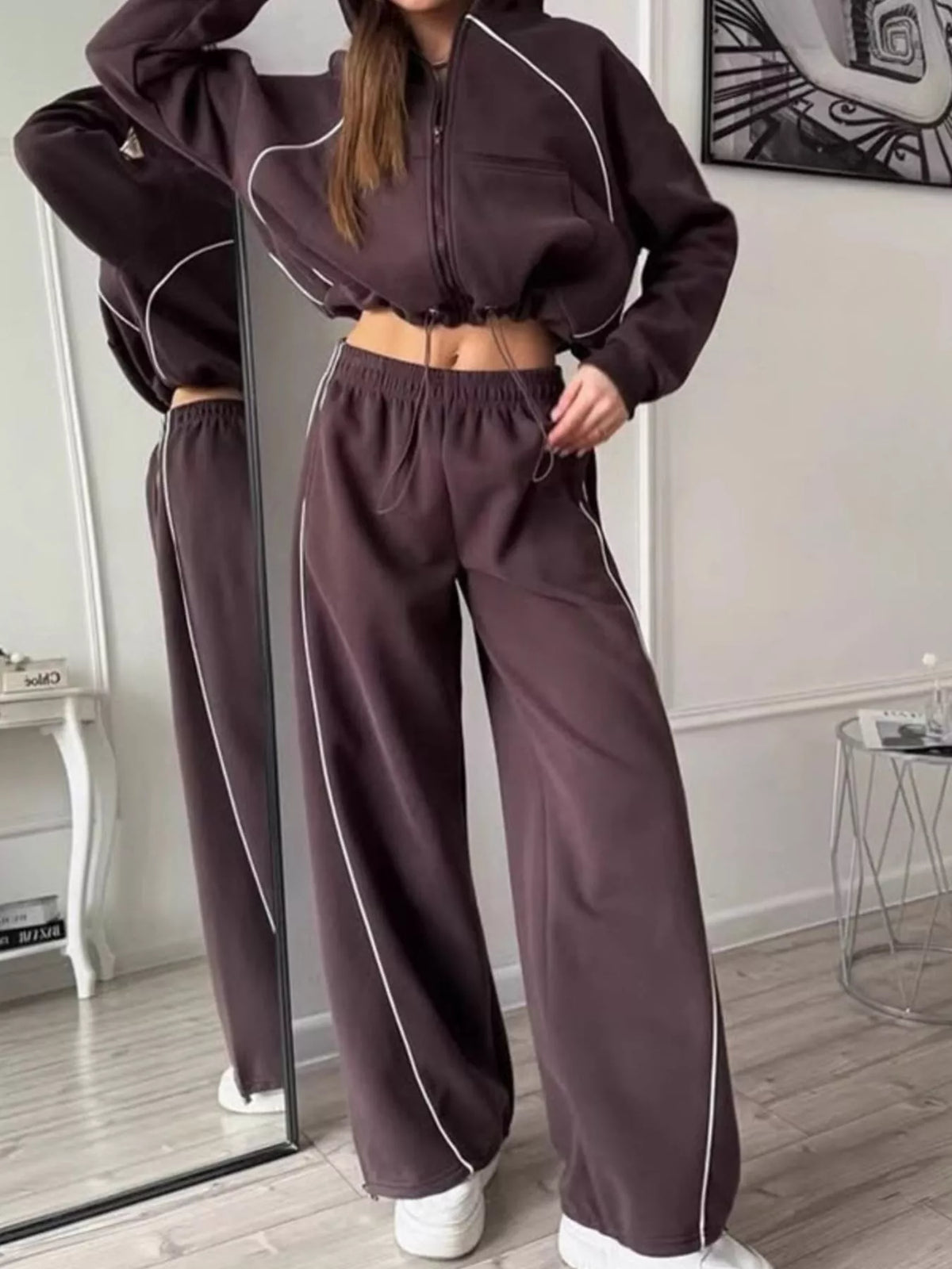 Fleece Zip-Up Hoodie and Joggers Set