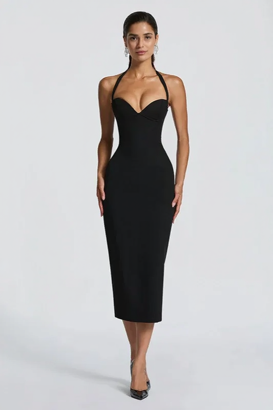Halter-Neck Midi Dress