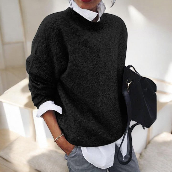 Drop Shoulder Crew Neck Long Sleeve Knit Sweater 2
