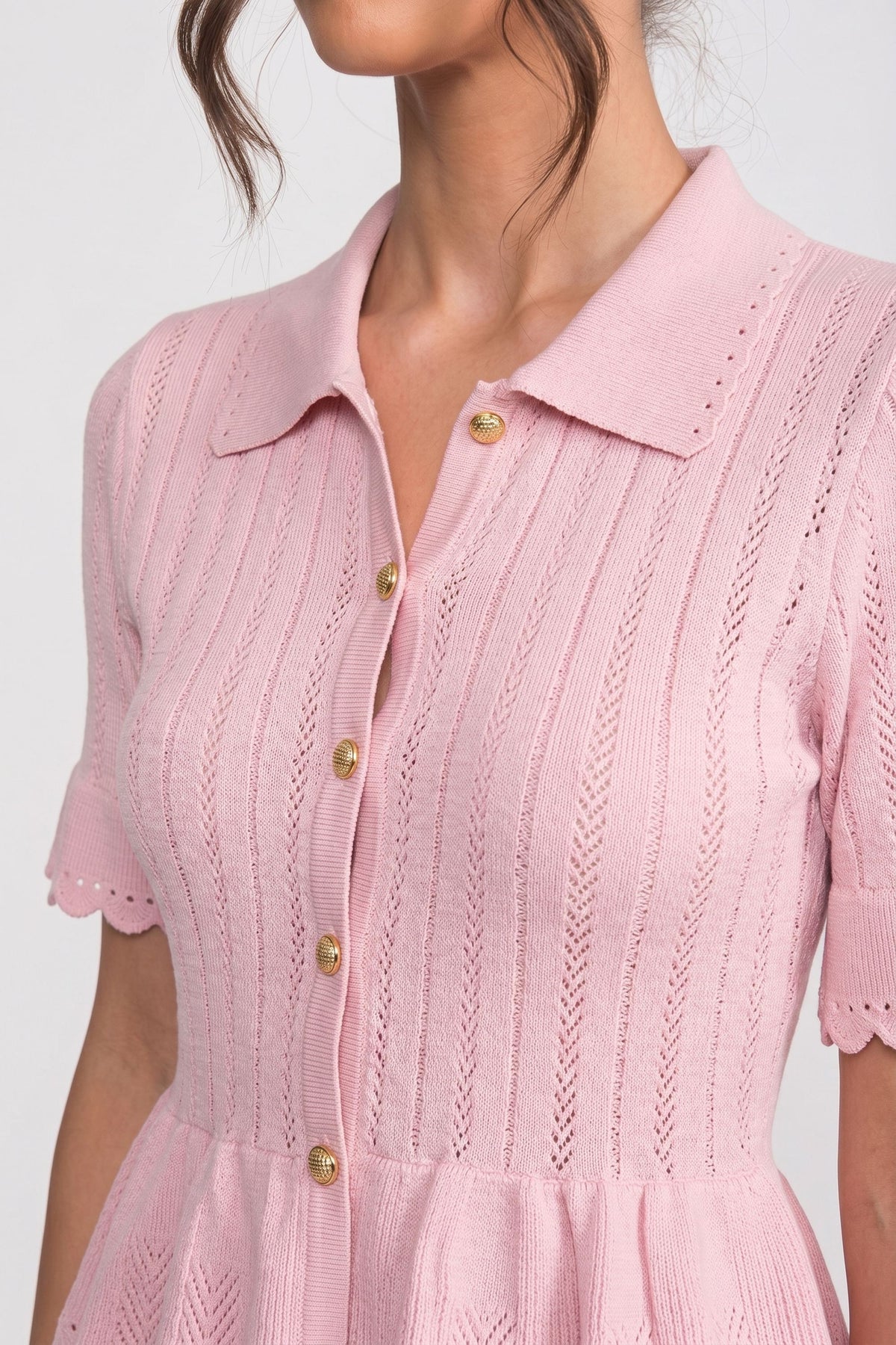 Polo-Collar Mini Dress - Pink - View 5