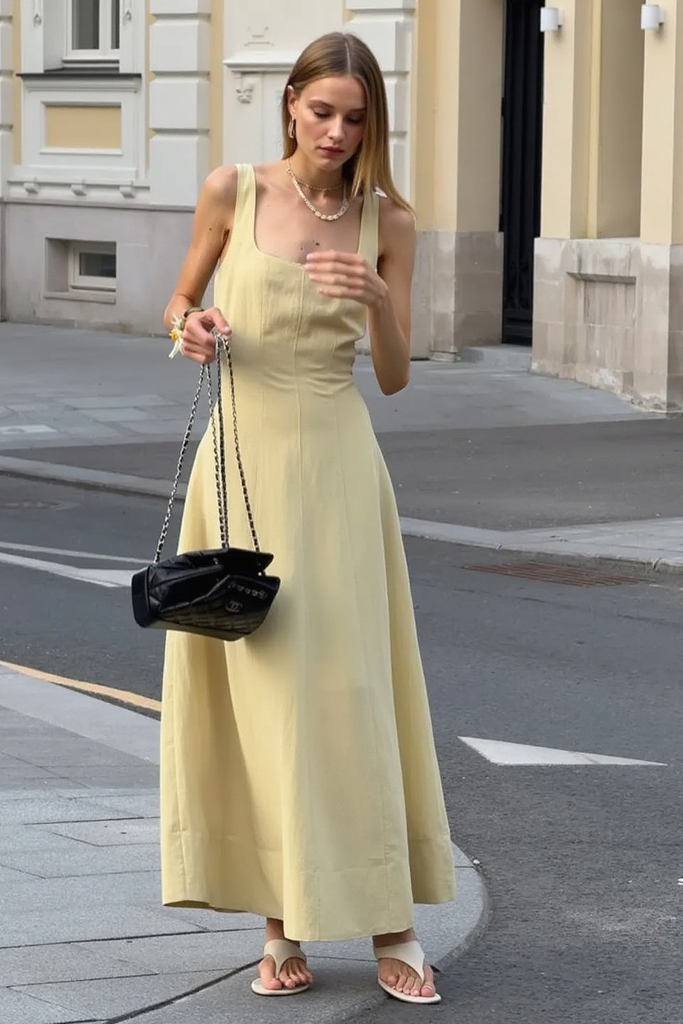 Square Neck Slim Fit Slip Dress
