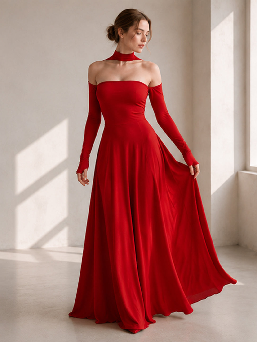 One Shoulder Ruched High Split Satin Maxi Dress 2