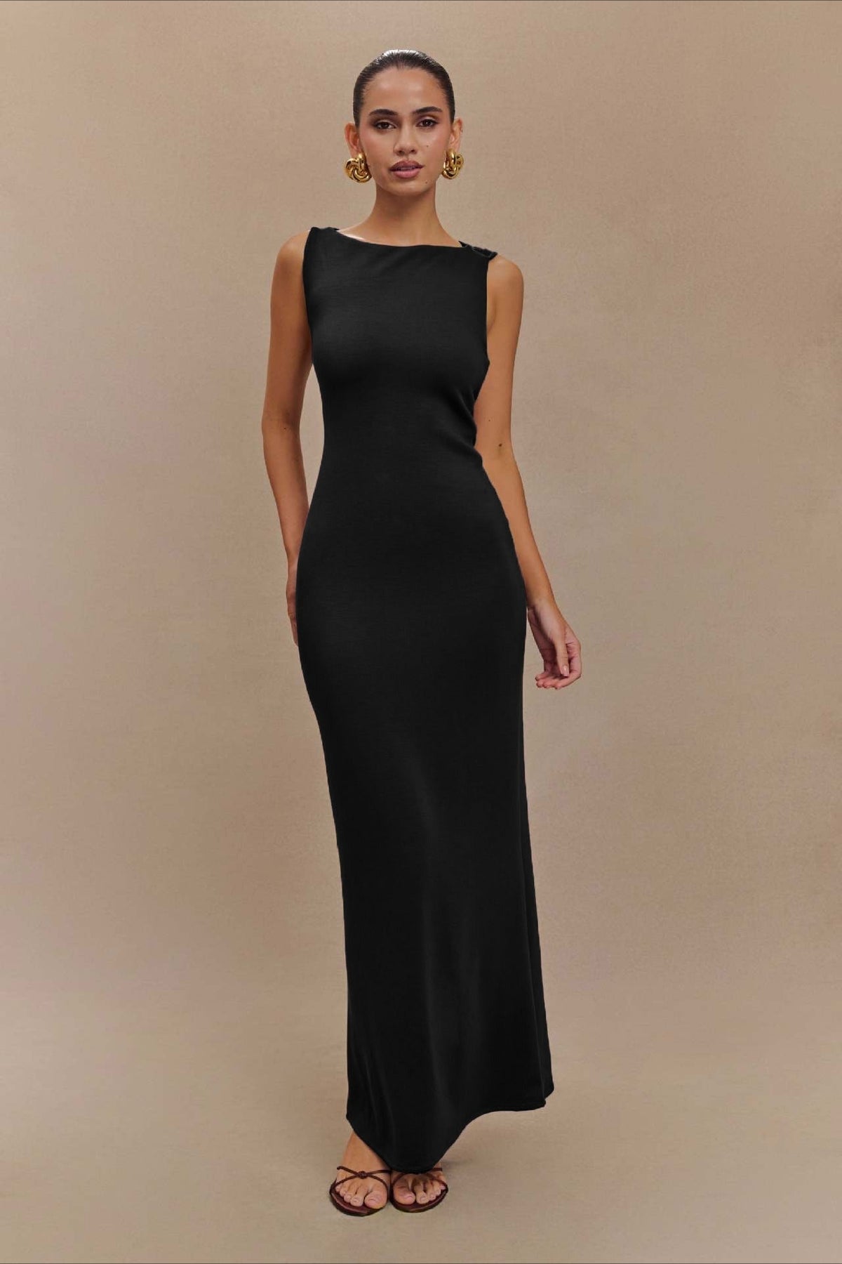 Sleeveless High Neck Column Bodycon Maxi Party Gown - View 9