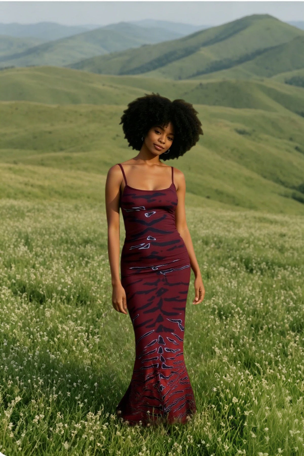 Animal Print Scoop Neck Spaghetti Strap Mermaid Maxi Dress