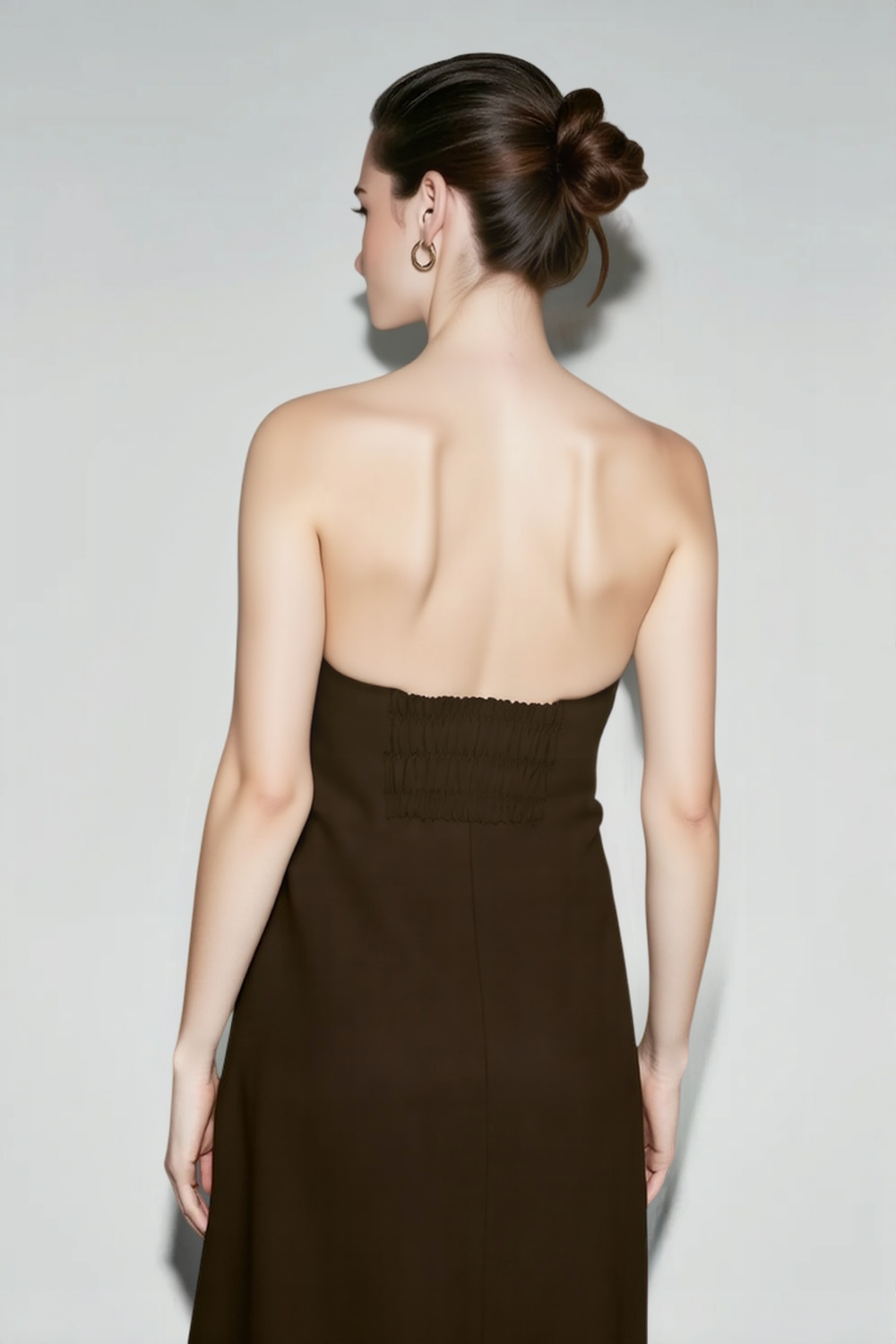Strapless Bandeau Fitted Bodice A-Line Maxi Dress 5