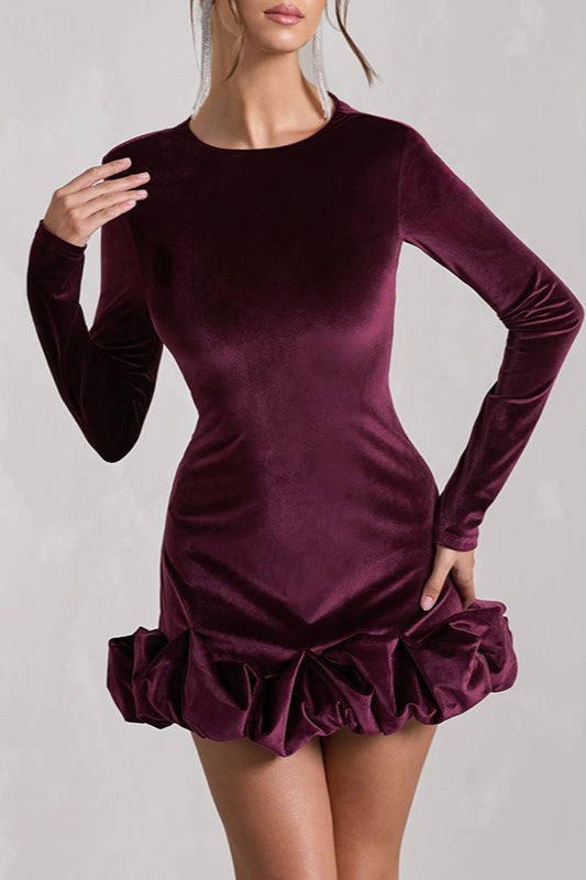 Velvet Ruffle Hem Party Dress - View 4