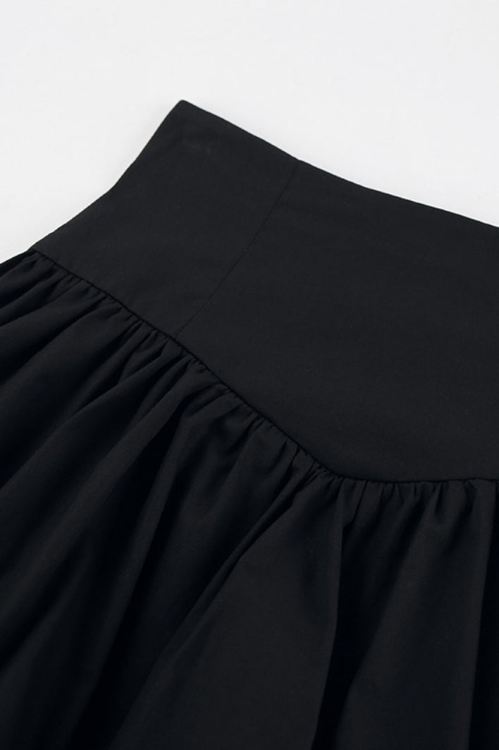 High-Waist Pleated Denim Mini Skort