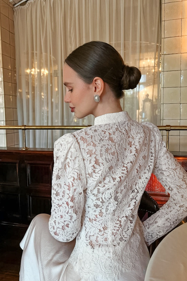 Tailored Mandarin Lace Blouse