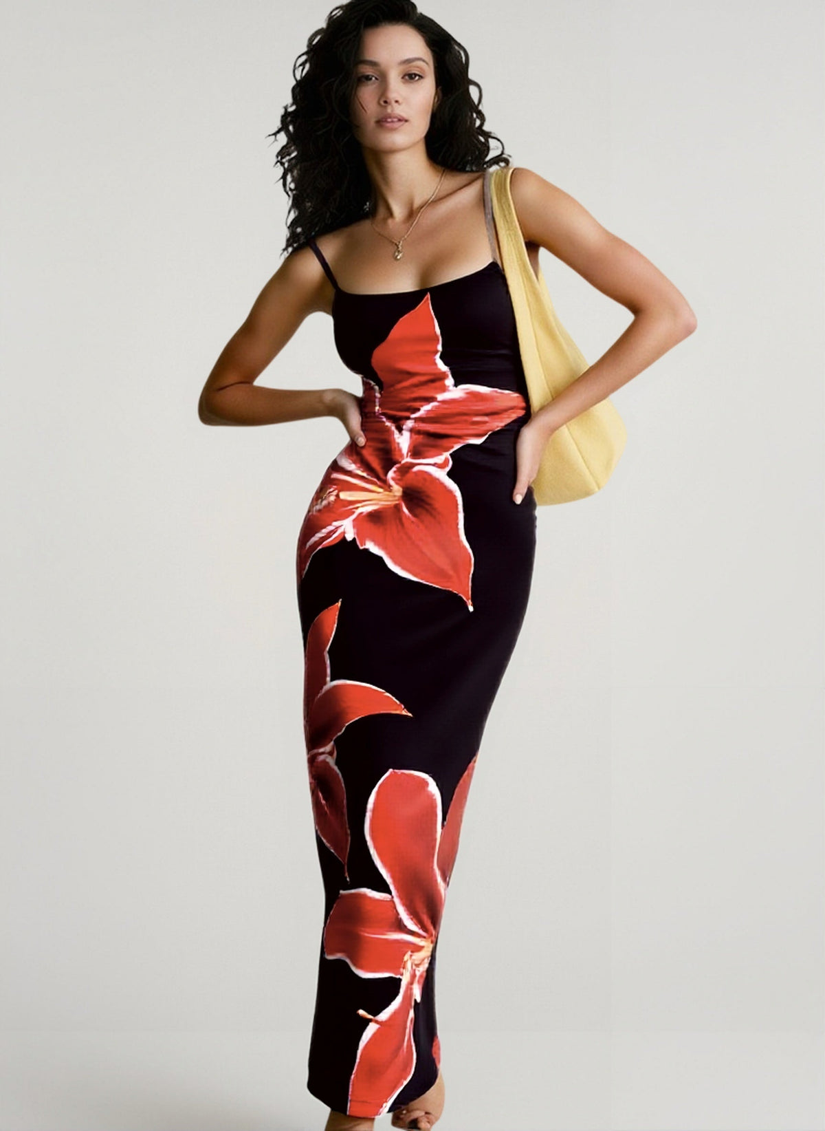 Floral Square Neck Spaghetti Strap Slip Maxi Dress 9