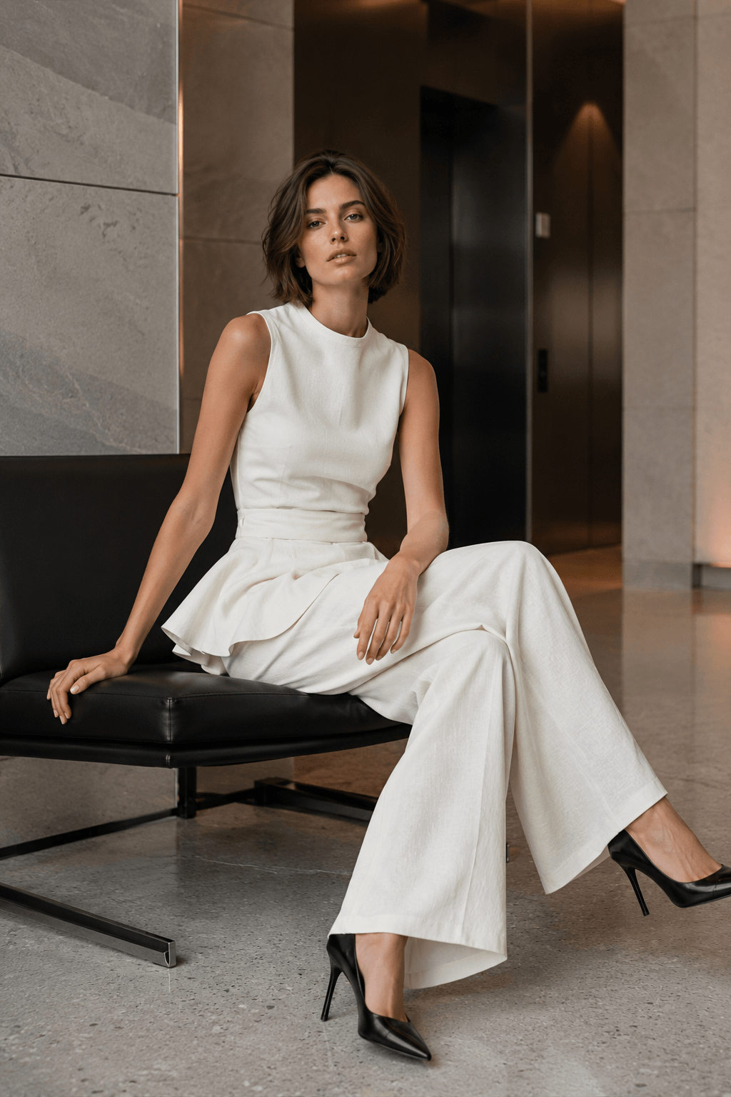 Sleeveless Minimalist Two Piece Work Set