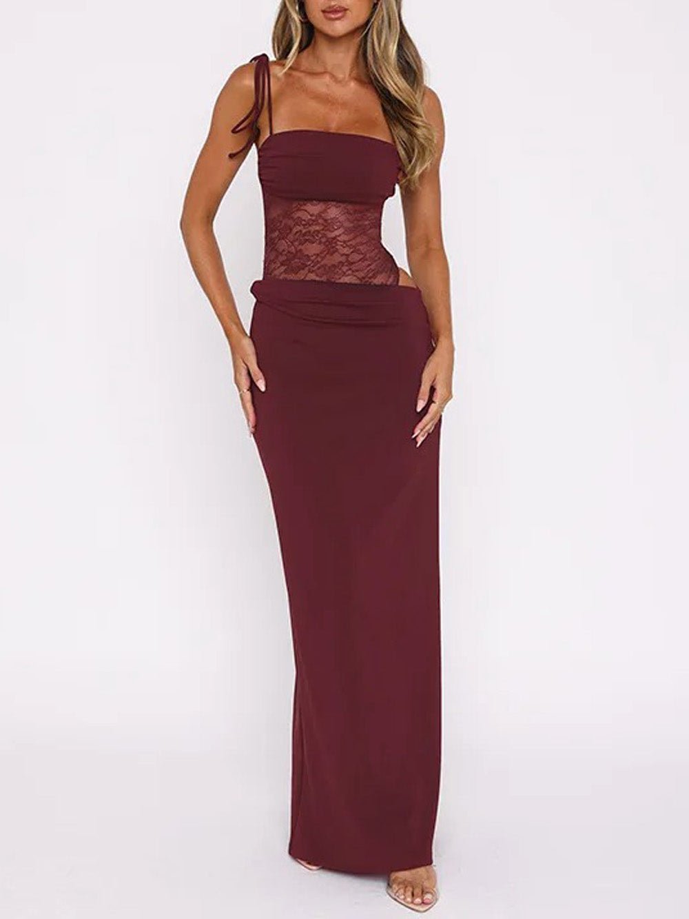 Camille Lace Maxi Dress in Red