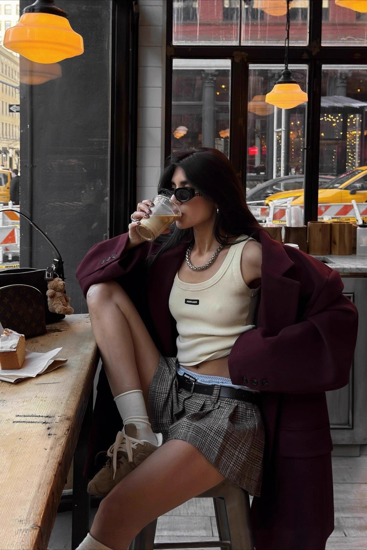 Plaid Accordion Pleated Mini Skirt