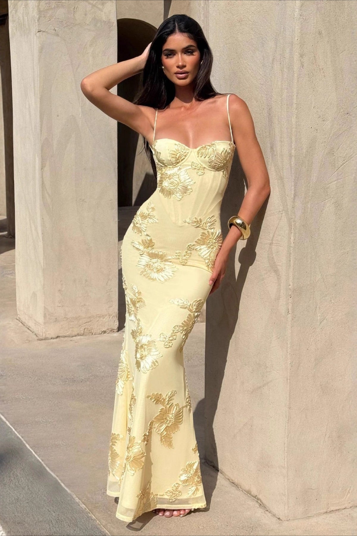 Backless Floral Maxi Dress