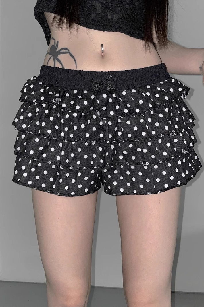 Low-Rise Pleated Denim Mini Skort