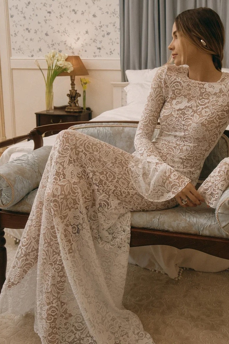 Bell Sleeve Backless Lace Dress - View 7