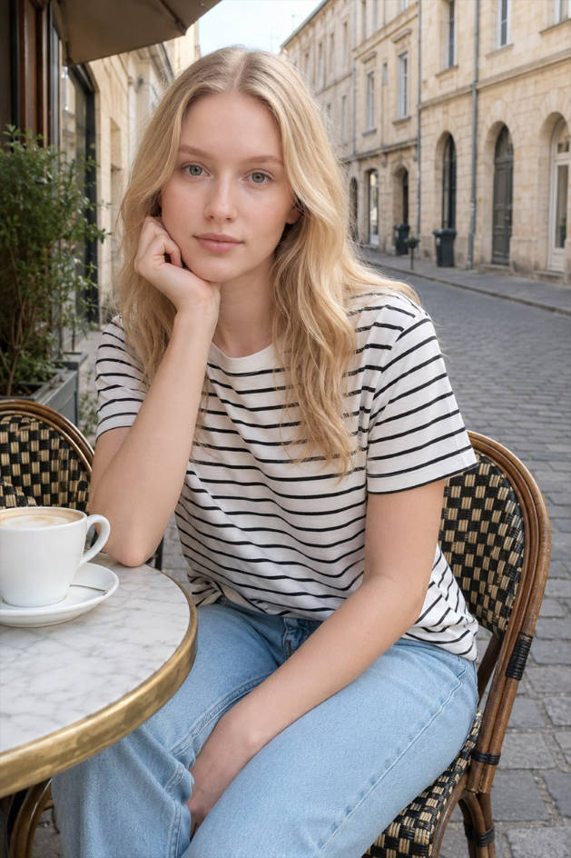 Striped Cotton Knitted T-Shirt