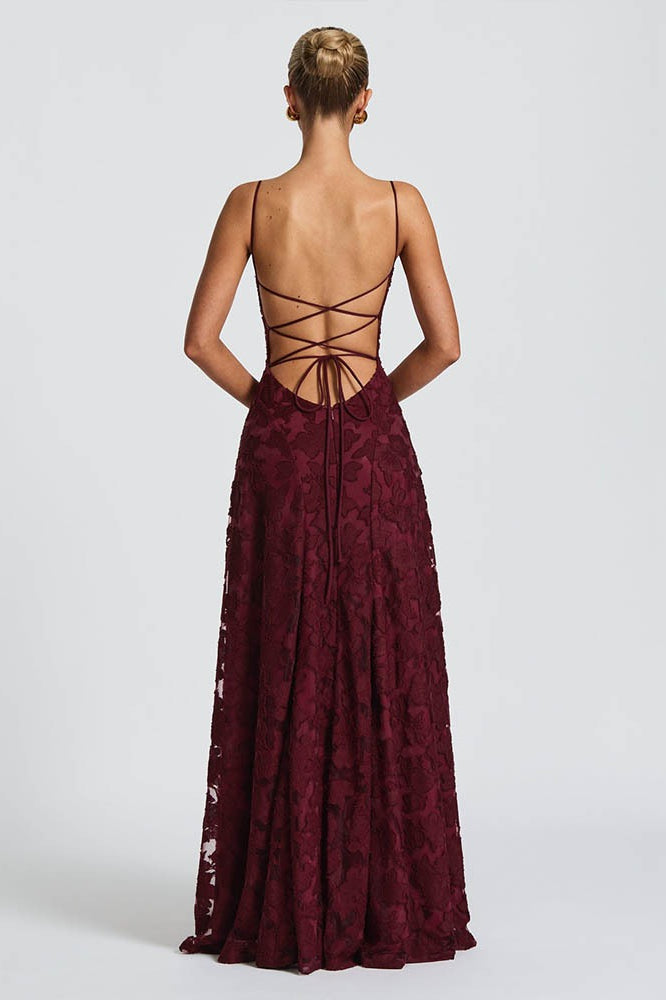 Chiffon Backless Spaghetti Strap Maxi Dress