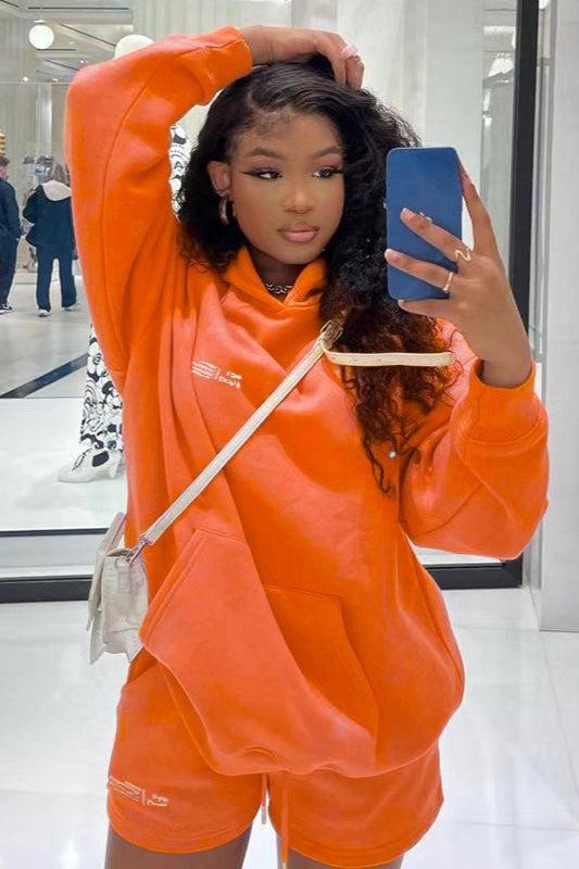 Pullover Hoodie Shorts Activewear Set