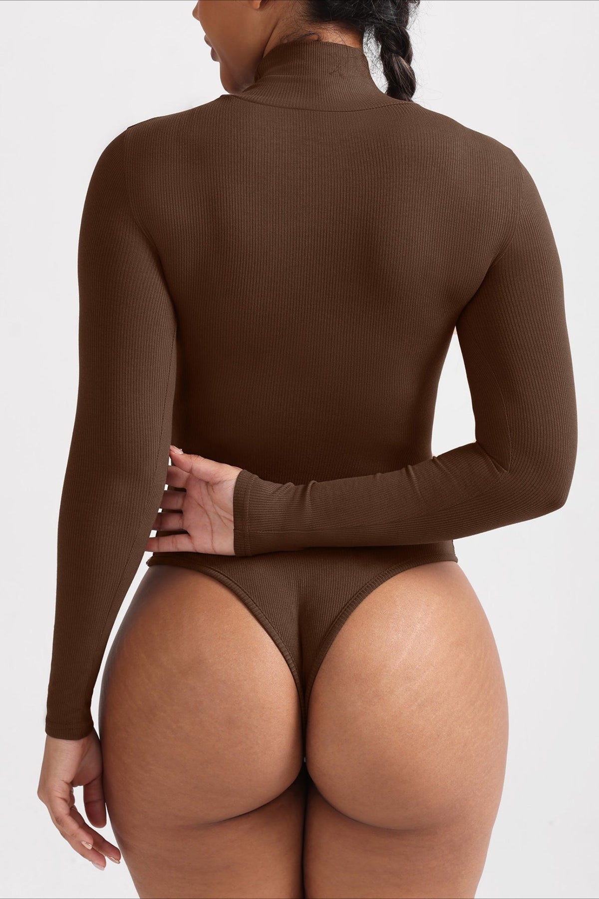 High Neck Long Sleeve Warm Tummy Control Thong Bodysuit