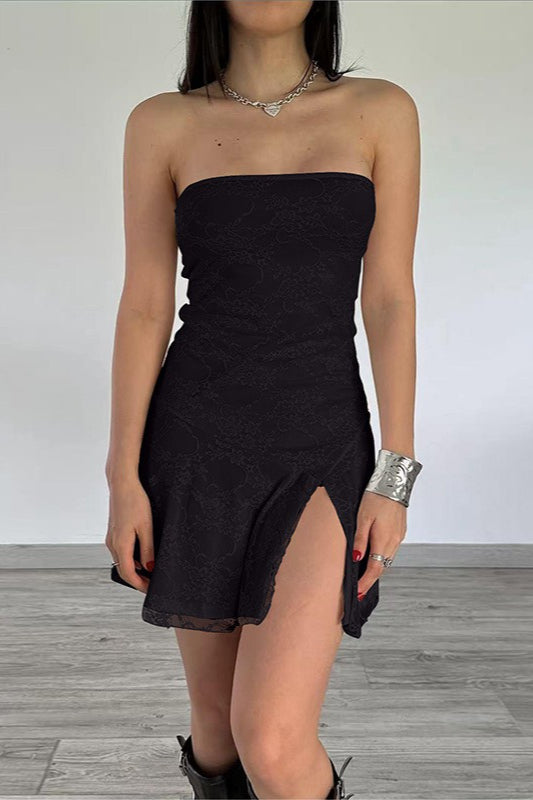 Lace Panel Strapless Bodycon Mini Party Dress - View 11