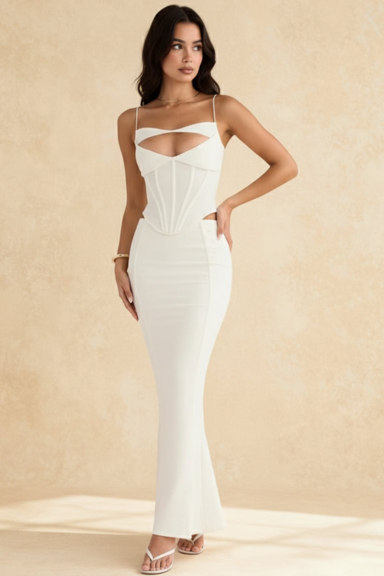 Paloma Ivory Stylish Corset Maxi Dress - View 2