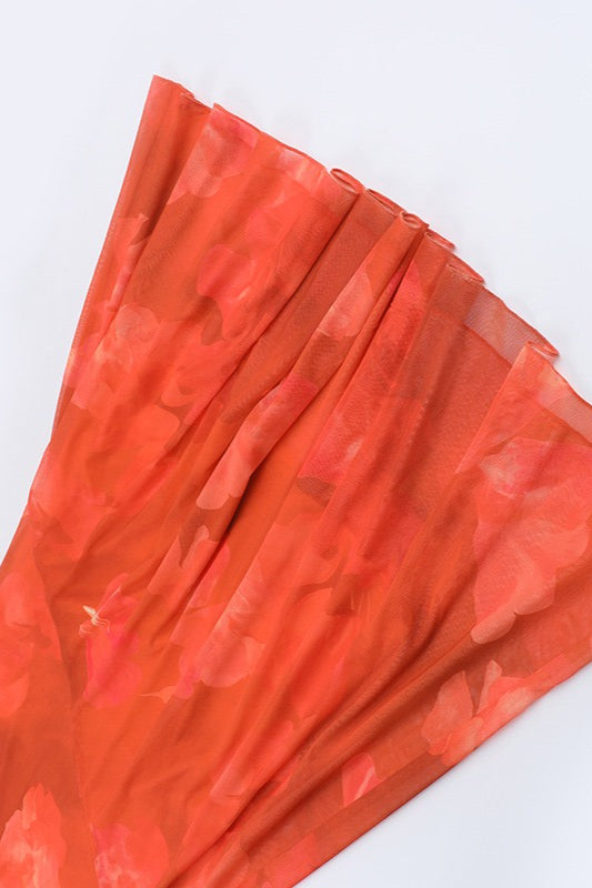 Sexy Strapless Mesh Tie Detail Maxi Floral Dress - View 8