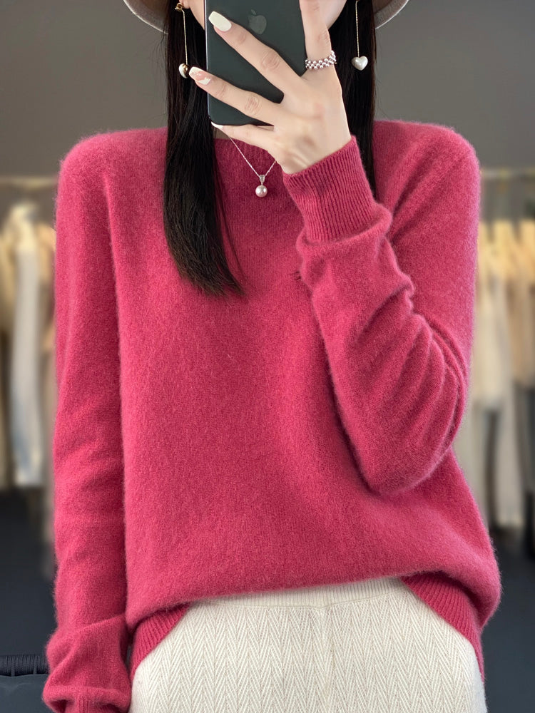Round Neck Long Sleeve Soft Knit Sweater 10