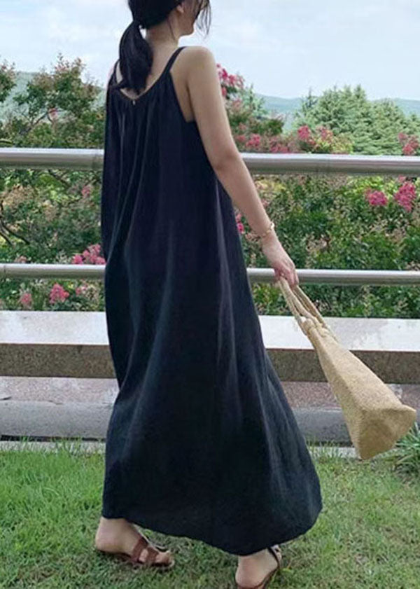 Spaghetti Strap Gathered Neck Oversized A-Line Maxi Dress - View 5