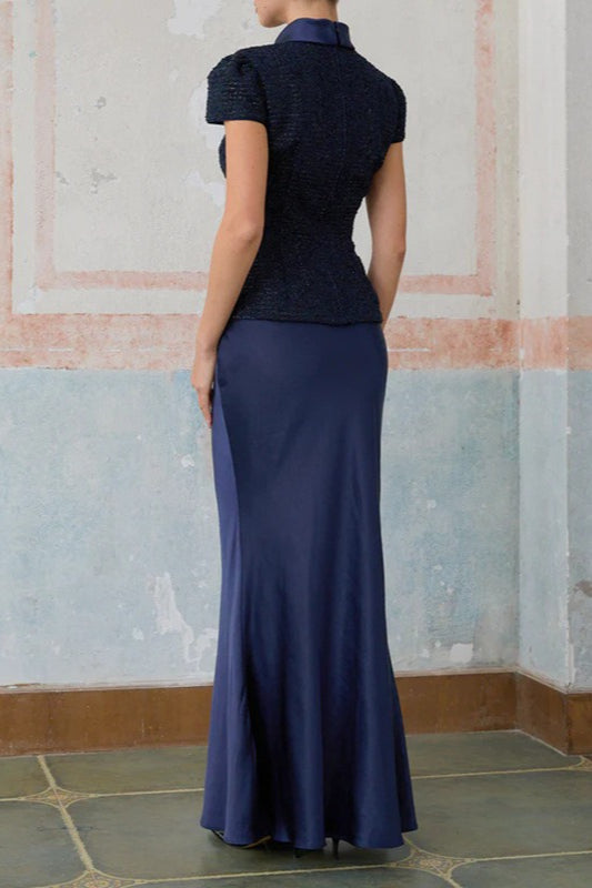 Boucle Top Long Pencil Skirt Two Piece Set