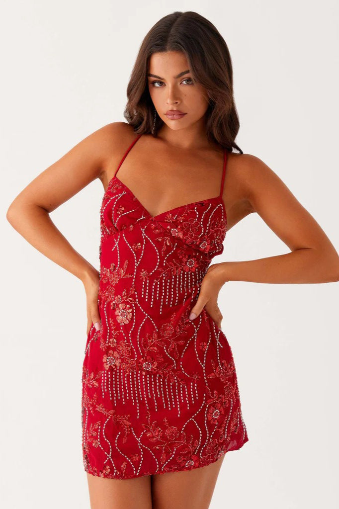 Sequin Spaghetti Strap Backless Bodycon Mini Dress - View 9