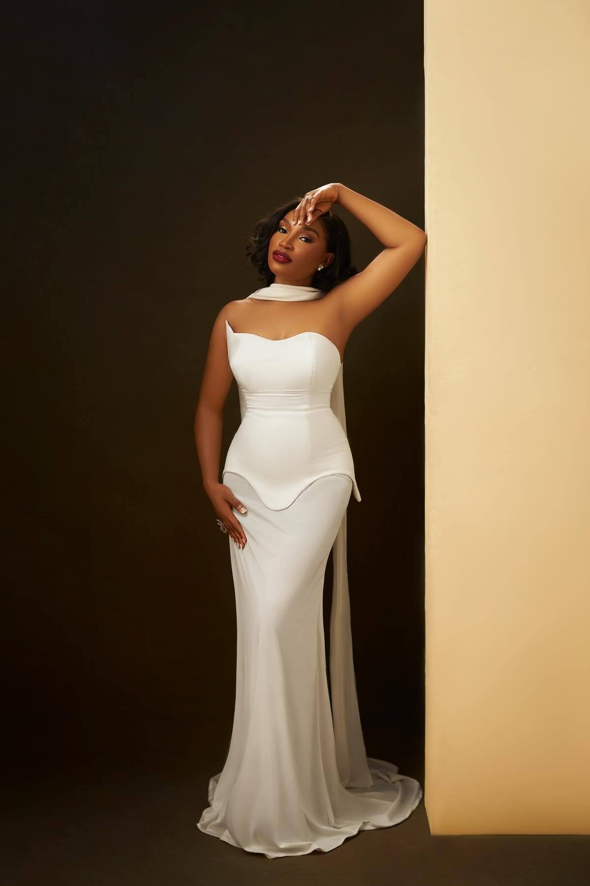 One Shoulder Sweetheart Sheer Mesh Bodycon Maxi Gown - View 10