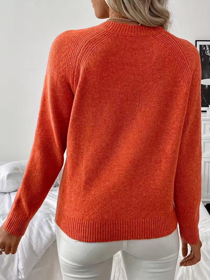 Crew Neck Long Sleeve Shoulder Button Sweater 13