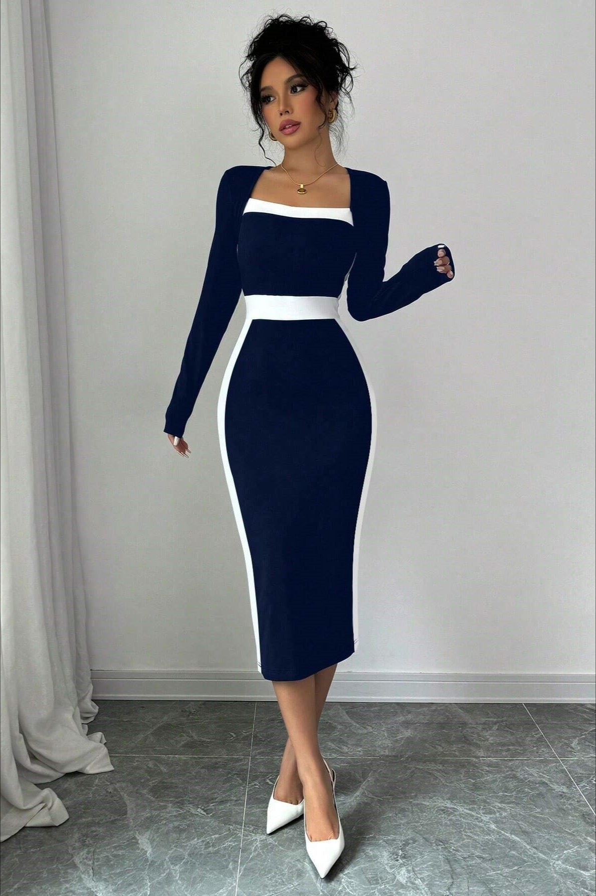 Color Block Panel Bodycon Cocktail Mini Dress - View 6