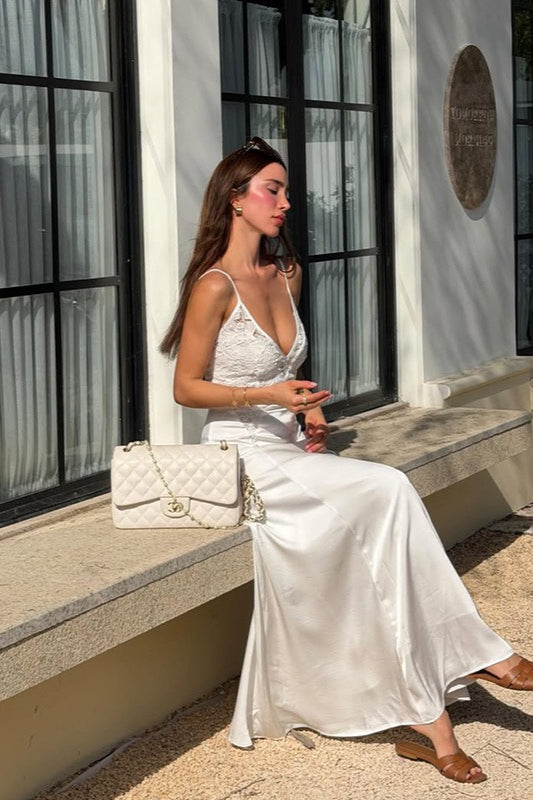 Deep V-Neck Lace Maxi Dress