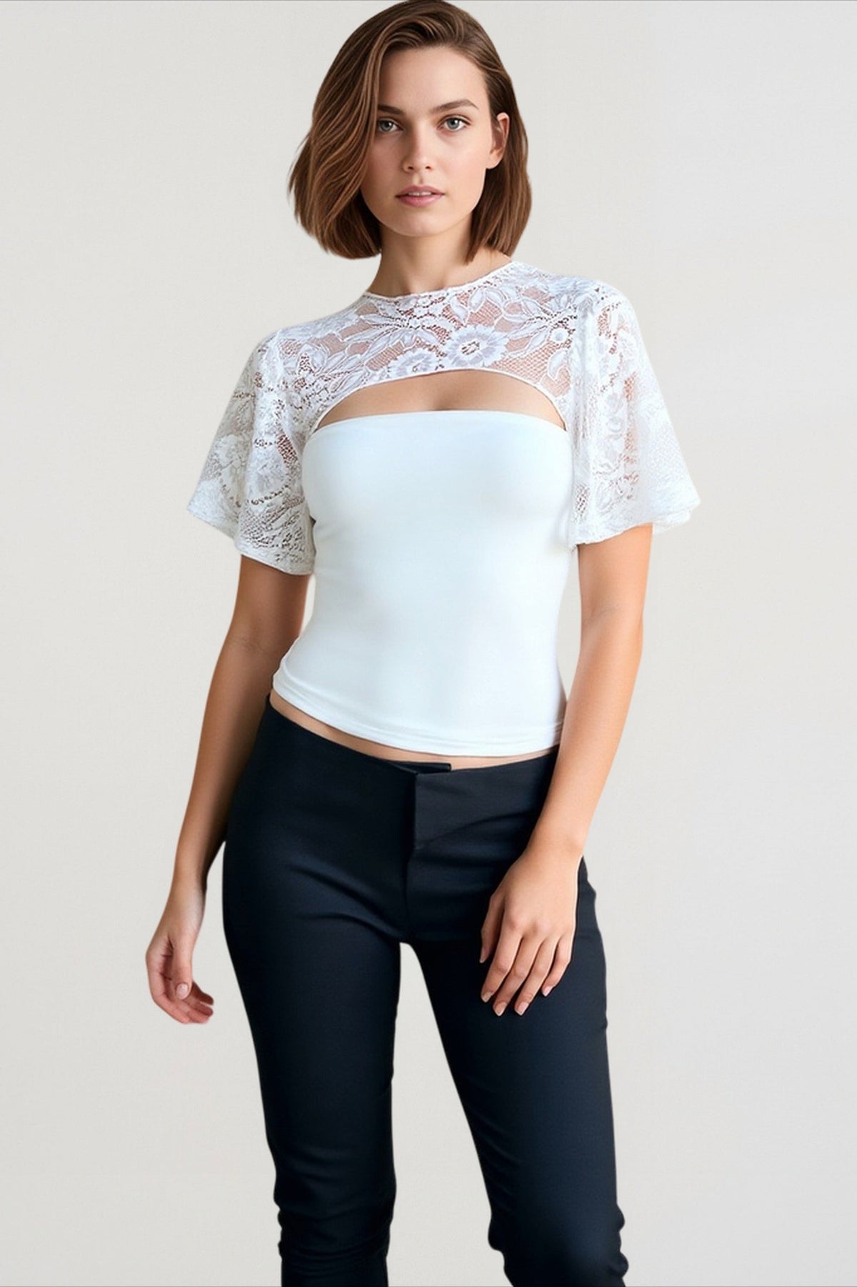 Flared Sleeve Lace Top