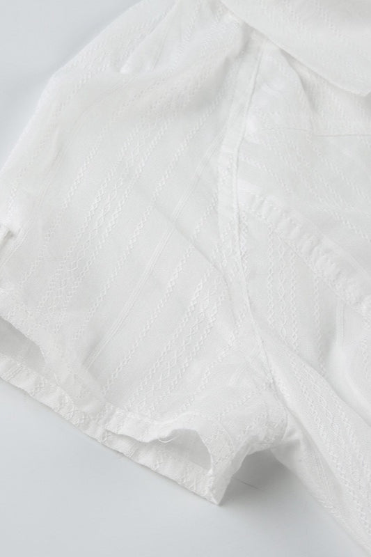 Slim Fit Short Sleeve Textured Blouse