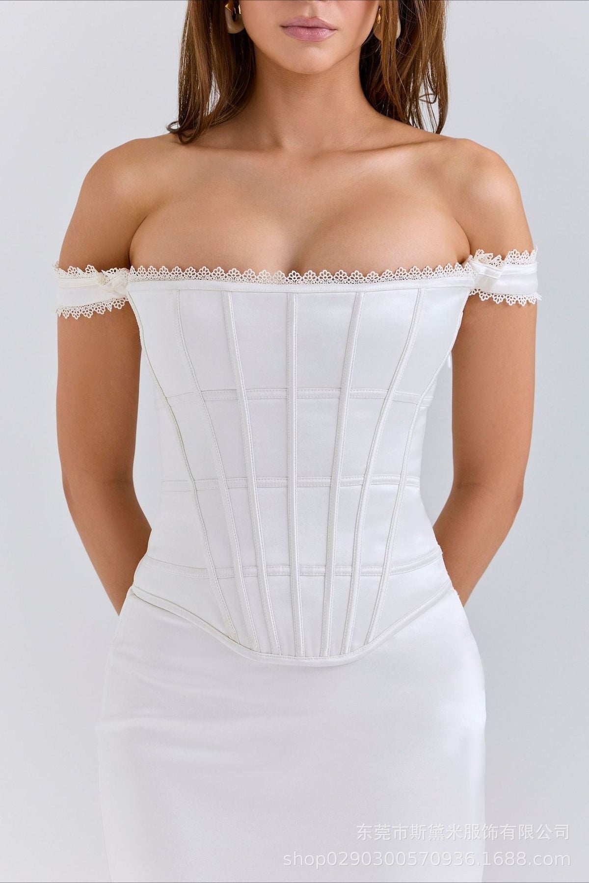 Satin Strapless Corset Mermaid Maxi Gown - View 3